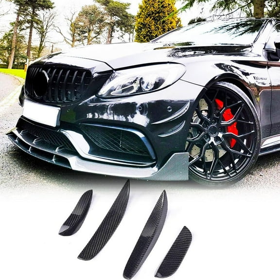 Real Carbon Fiber Front Bumper Air Vent Canard Compatible With Mercedes Benz C Class W205 C205 C63 AMG 2Door 4Door 2015-2021 Customized Front Bumper Splitter Spoiler