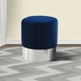 thumbnail image 2 of Armen Living Taboutha Pouf Rond en Velours Bleu et Argent Brossé, 2 of 2