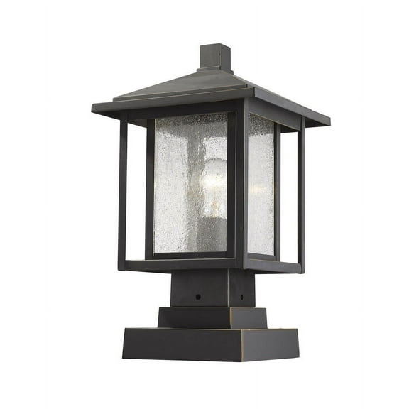 1 Light Outdoor Square Pier Mount Lantern In Urban Style 9 Inches Wide By 16 Inches High-Oil Rubbed Bronze Finish Z-Lite 554Phms-Sqpm-Orb
