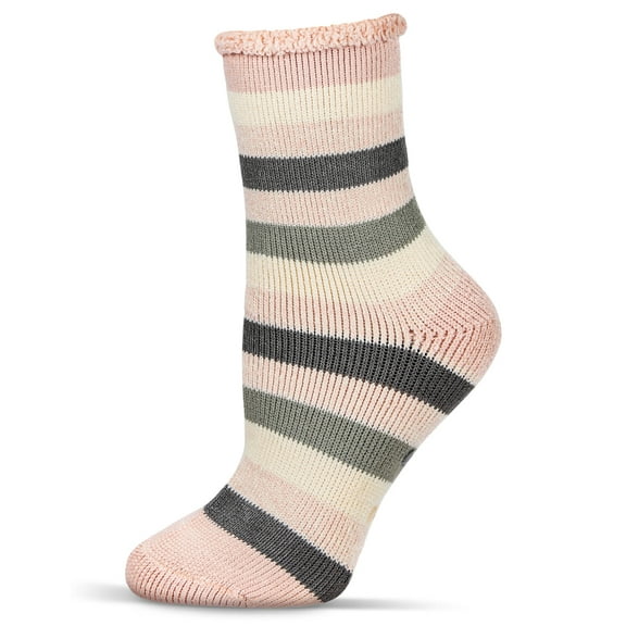 MeMoi Women's Stripe Cozy Warm Thermal Crew Socks - Womens - Female, 9-11, Ivory