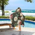 thumbnail image 3 of Yayeee Kids Hooded Towel with Hand Pockets Beach Soft Absorbent Bath Wrap 50 x 23.5 inch, White and Pink Roses, 3 of 5