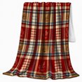 thumbnail image 2 of Rustic Autumn Plaid Farmhouse, Cozy Artistic Scene, Warm Flannel Blanket for Ranch House and Living Room with Detailed Artwork, Animal Lovers Thanksgiving Gift, Artistic Home Decor, 2 of 9