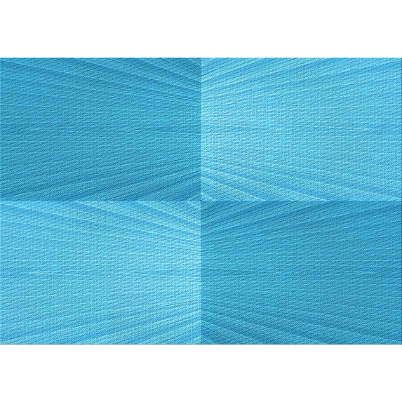 Ahgly Company Indoor Rectangle Patterned Bright Cyan Blue Area Rugs, 6' x 9'