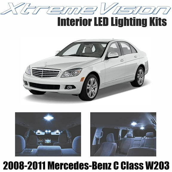 XtremeVision Interior LED for Mercedes-Benz C Class W203 2008-2011 11 Pieces Cool White Interior LED Kit   Installation Tool