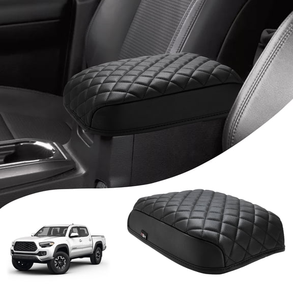 KBH Center Console Armrest Cover for Toyota Tacoma 2016-2023, Black Leather Arm Rest Lid Protector Cushion Interior Accessories