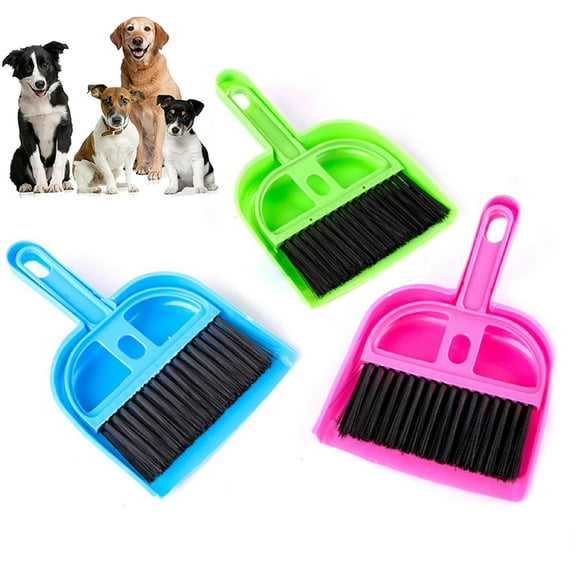 Walbest Mini Dustpan and Broom Set, Pet Cage Broom Brush Dustpan Desktop Sweep Cleaning Brush for Reptile, Hedgehog, Hamsters, Chinchilla, Guinea Pig, Rabbits, Small Animals, Random Color (1Pc)