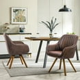 thumbnail image 4 of Kithkasa Swivel Desk Task Chair No Wheels,Suede Solid Back Wood Legged,Brown, 4 of 9