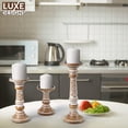 thumbnail image 4 of Luxe Designs | White Hand Carved Mango Wood Pillar Candle Holders - Set of 3 Candlestick Holder - Table Centerpieces - Size 6", 9", 12”, 4 of 6