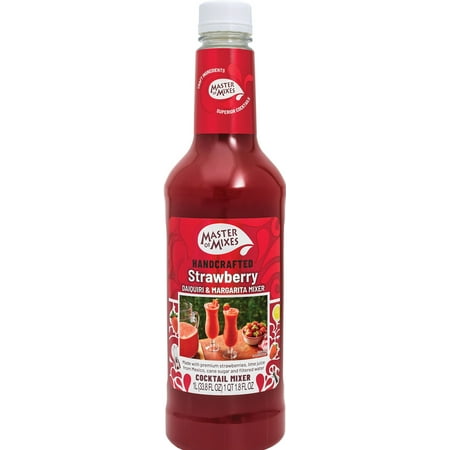 Master of Mixes Strawberry Daiquiri/Margarita Mixer Ready To Use, 1 Liter Plastic Bottle, Shelf-Stable