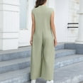 thumbnail image 5 of cfhntfmh Women's Summer Fashion Cap Sleeve Jumpsuits Knit Round Neck Button down Flowy Palazzo Pants Rompers, 5 of 7
