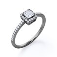 thumbnail image 4 of JeenMata Anillo de Compromiso con Diseño de Halo de 0,3 TCW con Detalles Pavé de Diamantes de Talla Princesa en Oro Negro de 18 K sobre Plata, 4 of 6