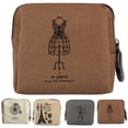 thumbnail image 2 of Coofit Portefeuille à Fermeture Éclair Mode Rétro en Lin Porte-Monnaie Sac à Argent pour Femmes, 2 of 10