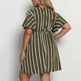 thumbnail image 4 of AURA Plus Size Striped V Neck Midi Dress Ruffle Sleeve High Waist Casual Boho Work Summer Dress for Women, 4 of 5
