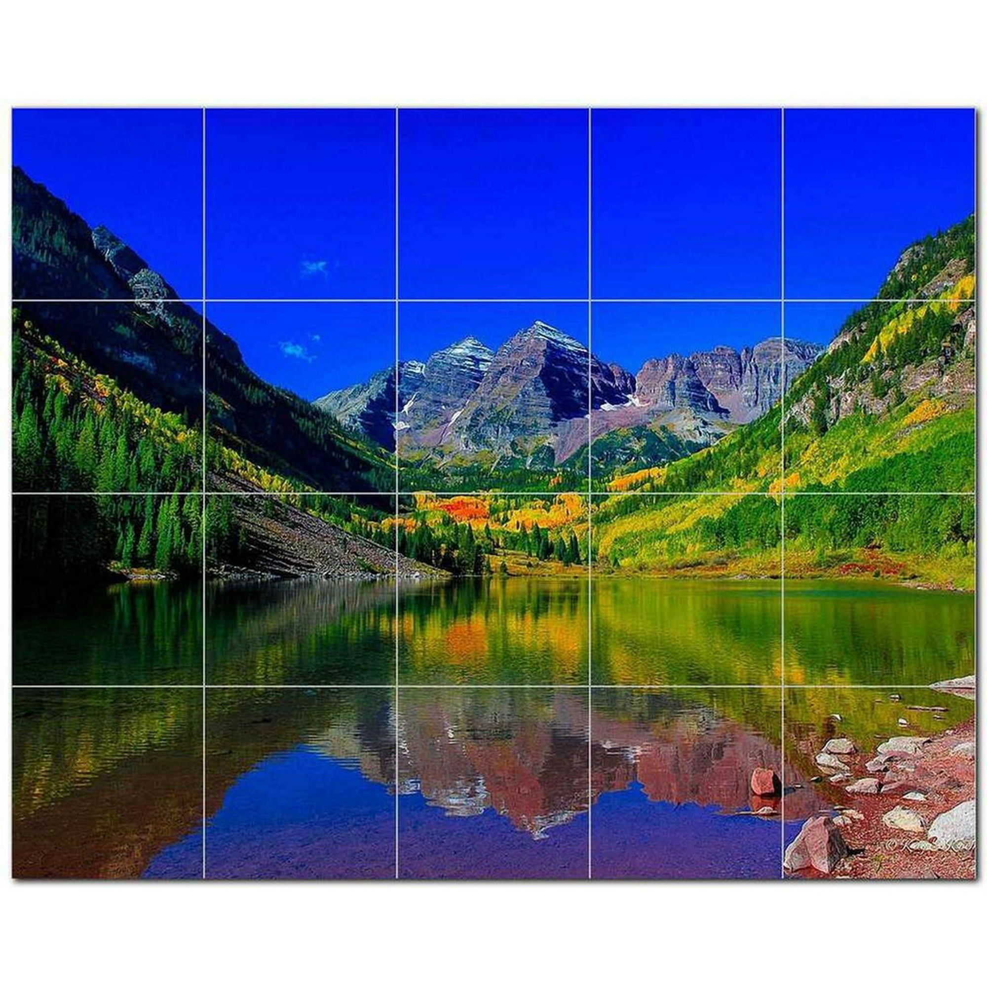 Lake Ceramic Tile Mural Kitchen Backsplash Bathroom Shower, 400717-L54 Lake Ceramic Tile Mural Kitchen Backsplash Bathroom Shower, 400717-L54