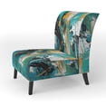 thumbnail image 3 of Designart "Cubist Kaleidoscope Teal Yellow Fusion" Chaise d'Appoint Rembourrée Teal Cubism - Fauteuil Moderne pour Salon, 3 of 7