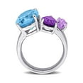 thumbnail image 3 of 10.00 Carat (Ctw) Blue Topaz, Pink Amethyst, Amethyst Three Stone Ring in Sterling Silver for Women, 3 of 6
