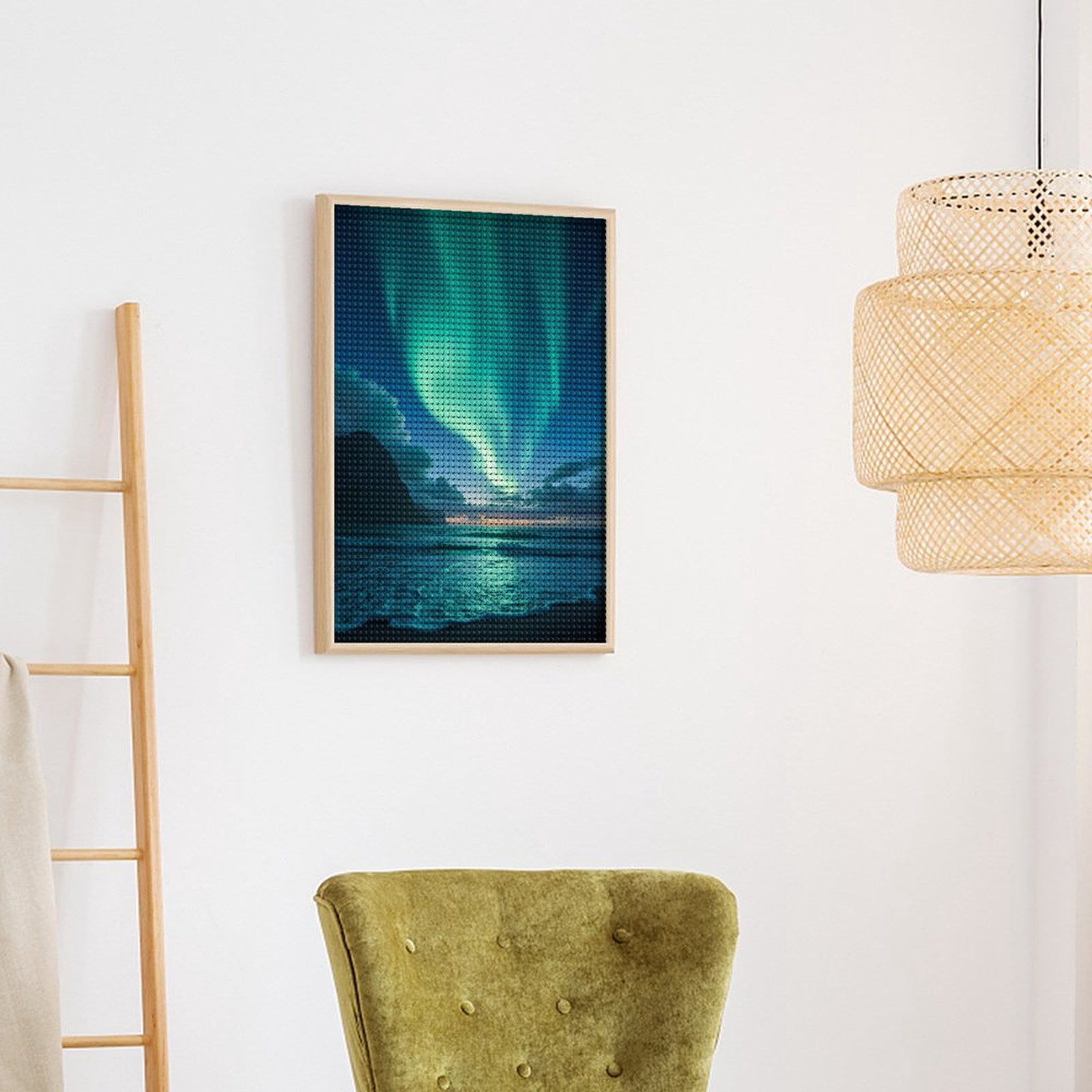 Diamond Art Kits for Adults, Aurora Borealis Over Ocean Sky 5D Diamond Painting Kits for Adults Beginners, DIY Full Drill Diamond Painting, Gem Art and Crafts 12x16