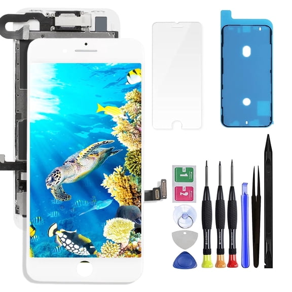 for iPhone 8 Screen Replacement with Home Button 4.7" for iPhone SE 2nd 2020 3D Touch LCD Display Digitizer Full Assembly Repair Kit with Front Camera Speaker Fix Tools A1863 A1905 A1906 White