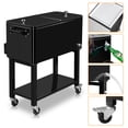 thumbnail image 4 of Tcbosik 80QT Cooler Cart with Bottle Opener and Drainage, Portable Patio Cooler on Wheels, Outdoor Beverage Cart Ice Chest Cart with Detachable Feet for Patio Party BBQ Beach Activities, Black, 4 of 10