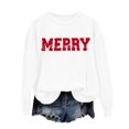 thumbnail image 4 of Chandails d'Automne pour Femmes Chic Joyeux Noël Chandails pour Femmes Joyeux et Chandail à Lettres Imprimées Chandails à Enfiler Hauts Décontractés Chandails à Col Rond, 4 of 5