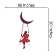 thumbnail image 3 of GIRLY - Multicolored Vinyl Art Young Girl Sitting On A Moon Crescent Swing Decoration Silhouette Design Home Living Room Wall Decal - Kids Girls Bedroom Floral Dress Wall Sticker 8" x 20", 3 of 3