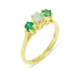 thumbnail image 1 of LBG British Made 18k Yellow Gold Natural Opal & Emerald Womens Anniversary Ring - 33 size options - Size 10.25, 1 of 6