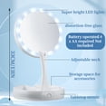 thumbnail image 6 of Lighted Makeup Mirror with 10X Magnification, Double Sided LED Vanity Mirror, Foldable Tabletop Cosmetic Mirror with Storage Base, Portable Travel Makeup Mirror, 6 of 6