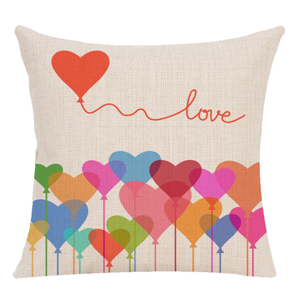Happy Valentine'S Day Throw Pillow Case Sweet Love Square Cushion Cover Decor 