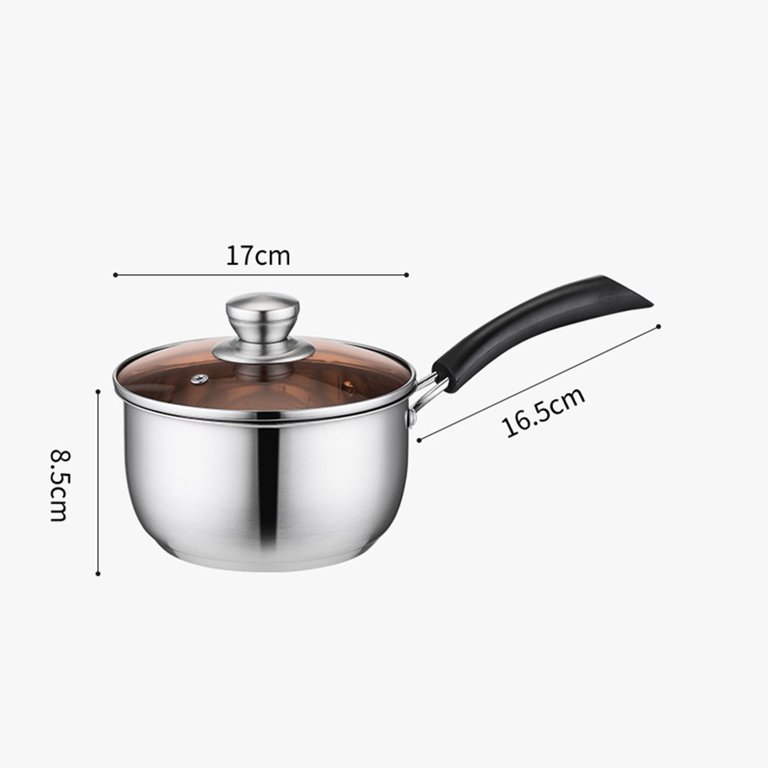 Stainless Steel Milk Pot Milk Pan with Lid Boiling Pot for Coffee or  Porridge - 18cm 