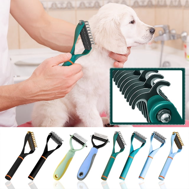 Fiudx Peine para Anudar Mascotas, Diseño de Doble Cara, Herramienta Eficaz para Depilar, Suave para La Piel de Las Mascotas, Ideal para Pelajes Gruesos, Mango de Goma Cómodo, Apto para Perros, Gatos
