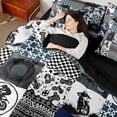 thumbnail image 4 of Manfei Teens Boys Motorcycle Motocross Bedding Comforter Set 7 Pieces,Extreme Sport Full Bedding Set Lightweight,Geometric Plaid Fitted Sheet Flat Sheet,Microfiber Bedroom Decor,Reversible, 4 of 8