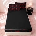 thumbnail image 4 of Erosebridal Lovely HeartsZipper Twin Comforter Sets with Fitted Sheet and 2 Pillowcases, Romantic Love Zipper Bedding Set, Black Reversible, Black Red, Black Reversible, 4 of 7
