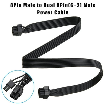 18AWG 60CM 18AWG Video Graphics Card Power Cable 8Pin Male to 8Pin(6+2）Male