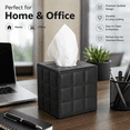thumbnail image 6 of ABCISI Tissue Box Cover, Square Faux Leather Quilted Tissue Holder with Bottom Opening for Standard Cube Tissue Boxes, Bathroom, Bedroom, Office and Vanity, 5.1 Inch, Black, 6 of 7
