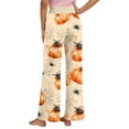 thumbnail image 4 of Womens Halloween Pajamas Pants with Drawstring Waist Ladies Spider Pumpkins Ghost Print Pajama Cute Soft Long Bottoms Womens Pj Pants Pjs Jammies Gift, 4 of 4