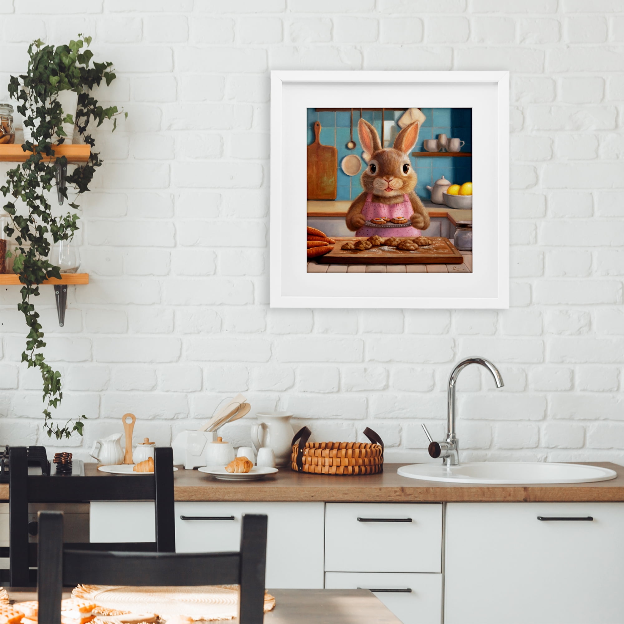 Stupell Industries Mrs. Bunny Bakewell White Framed Print Under Glass, design by Lucia Heffernan