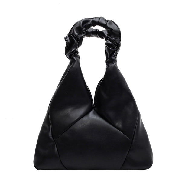 Nuevo bolso de hombro de PU portátil para mujer con diseño de nicho francés plisado en forma de nube rómbica negro