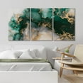 thumbnail image 3 of PixonSign Canvas Print Wall Art Teal Green Gold Marble Smoke Landscape Abstract Shapes Illustrations Mid-Century Modern Minimalism Scenic Relax/Calm/Cozy Multicolor Zen - 24"x36"x3, 3 of 5