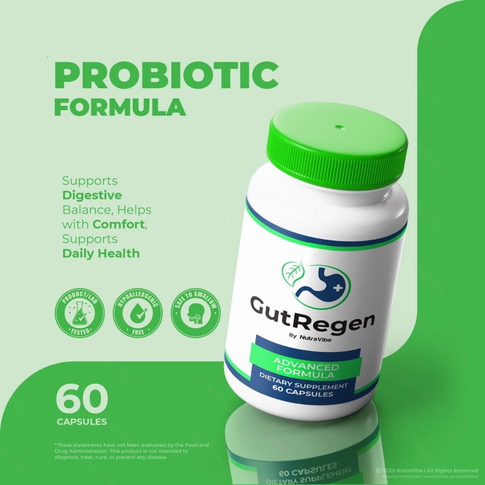(2 Pack) GutRegen Capsules – Gentle Gut & Digestive Support Formula for Balance & Wellness | Easy-to-Take Capsules (120 Capsules)