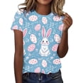 thumbnail image 3 of TaTaai Women's Lightweight Easter Top Short Sleeve Crew Neck Bunny Print Fitted Spring Summer Base Layer Tee Daily Work Date Gift, 3 of 5