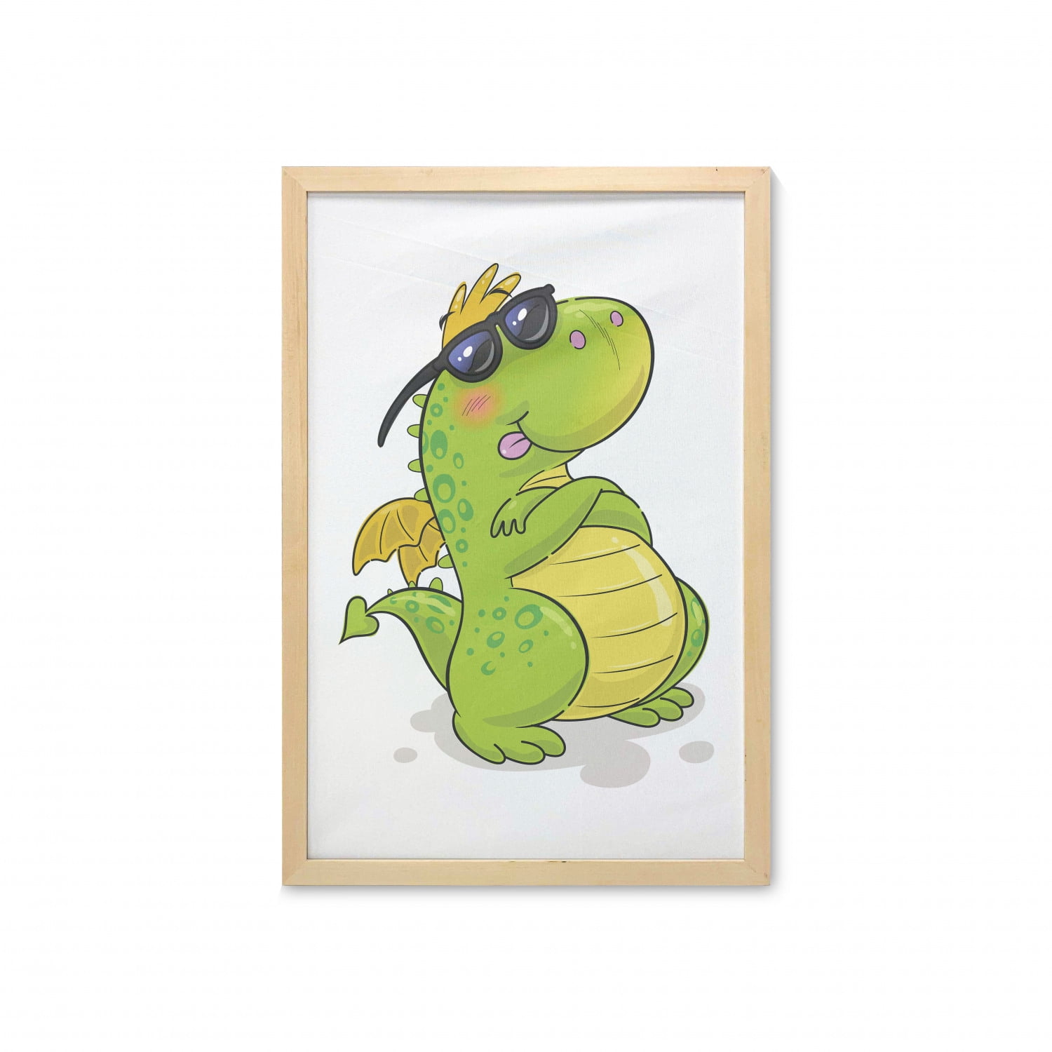 Dragon Wall Art with Frame, Funny Cartoon Style Character in Sunglasses Summer Vibes, Printed Fabric Poster for Bathroom Living Room, 23 Dragon Wall Art with Frame, Funny Cartoon Style Character in Sunglasses Summer Vibes, Printed Fabric Poster for Bathroom Living Room, 23