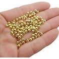 thumbnail image 3 of Artrylin 300pcs 5mm 18K Gold Beads Round Jewelry Beads Waist Beads Craft Loose Beads Smooth Metal Brass Beads Ball for Bikini Belly Chain Summer Beach Layered Bracelet Satellite Jewelry Making, 3 of 7