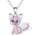 thumbnail image 3 of Collar con colgante de gato de dibujos animados de piedra natal colorida, regalos de amante para mujeres y niñas, 3 of 4