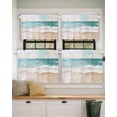 thumbnail image 2 of Abstract Beach Waves Short Blackout Curtains 24 Inch Long Retro Blue Ocean Watercolor Rod Pocket Kitchen Curtains, 2 Panels Thermal Insulated Room Darkening Drapes for Bedroom, 42"W x 24"L, 2 of 5