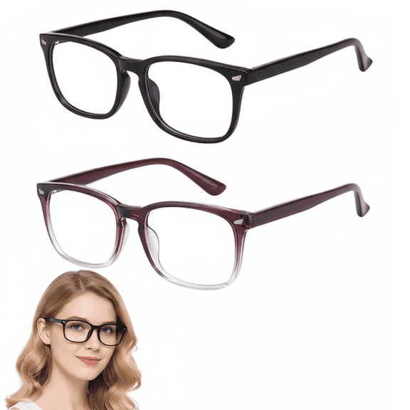 Koudindg Anti-Blue Light Glasses, Computer/Gaming/TV/Phones Glasses for Women Men, Large Square Frame, Fashion Eyewear (purple black)