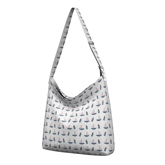 Sac Fourre-Tout Nautique de Plage – Design Corail Tropical et Ancre avec Vagues Marines et Imprimé de Voile Côtier, Pliable et Élégant