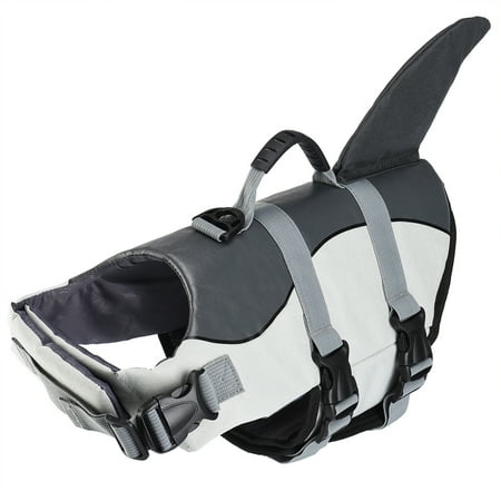 Dog Life Jacket - Petacc Pet Float Coat Dog Lifesaver Dog Life Preserver, Shark Style, Grey, L