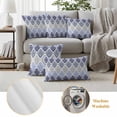 thumbnail image 6 of Outdoor Pillow Covers Pack of 2, Mid Century Flower Texture Waterproof Throw Pillowcase Cushion Cases, Retro Blue Gray Floral Art Decorative Pillow Cover for Couch Sofa Home Bed Patio, 6 of 9