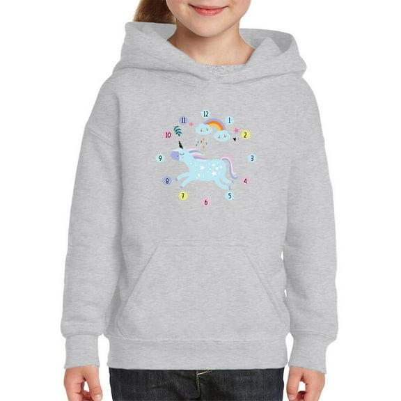 Unicorn With Clock Hours Hoodie Juniors -Image by Shutterstock, Small
