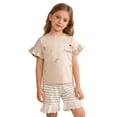 thumbnail image 5 of Tiijoy Girls Summer Outfits Flower Embroidery Ruffle Short Sleeve T-Shirt Shorts Set, Sizes 2-3, 5 of 5